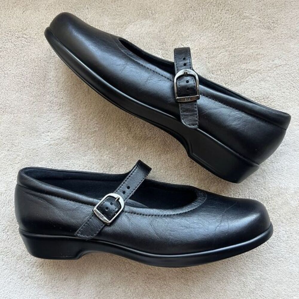 SAS‎ Maria Black Leather Mary Jane Comfort Shoes Women 6.5 Narrow Buckle Classic